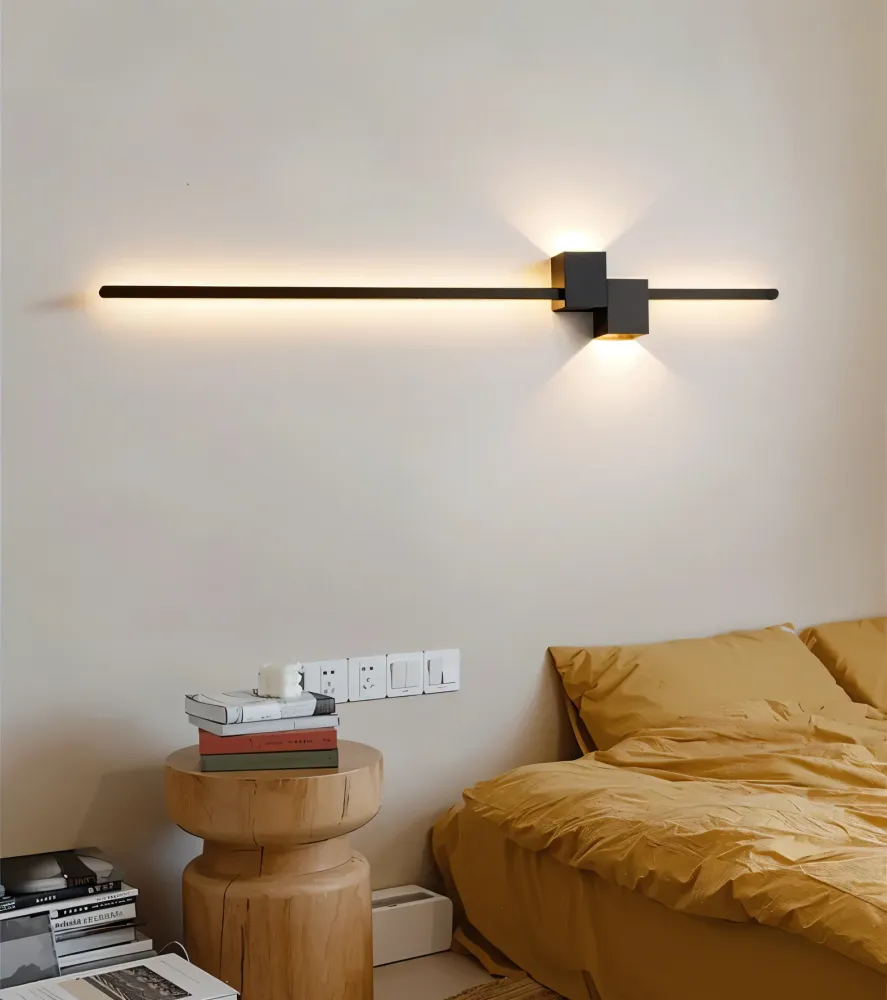 Line vägglampa - Minimalistisk svart extended LED-vägglampa 62cm