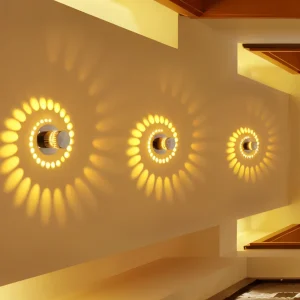 SpiraGlow – Cylindrisk LED-Vägglampa med Färgglada Spiraleffekter Varm
