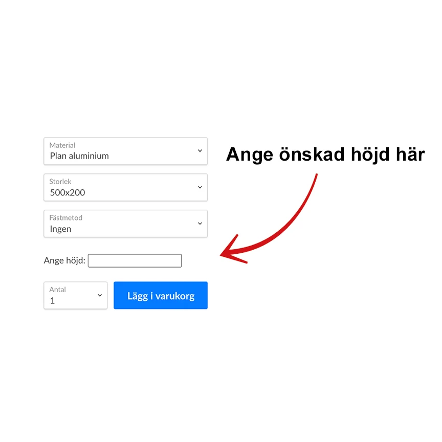 Max höjd angivet i meter 500x200mm