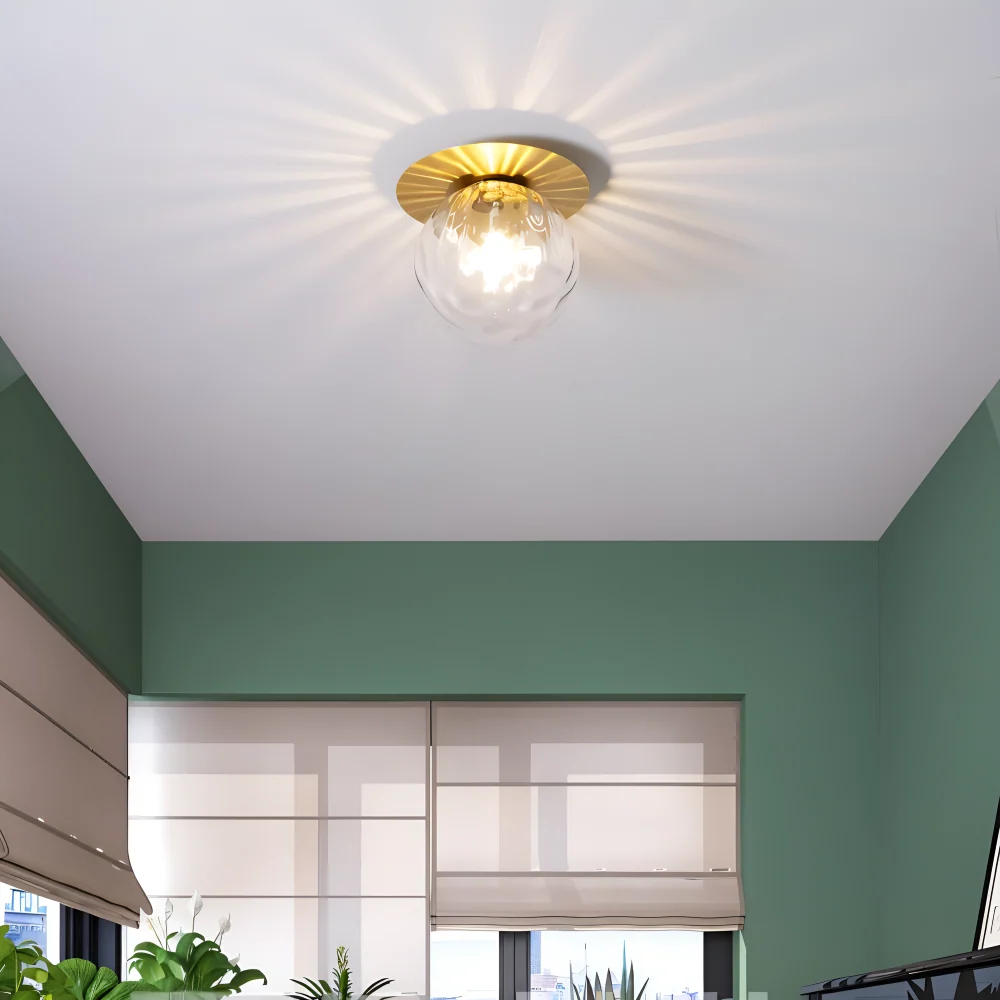 LumiOrb – Elegant Taklampa med Mattad eller Tydlig Kristallkula Svart