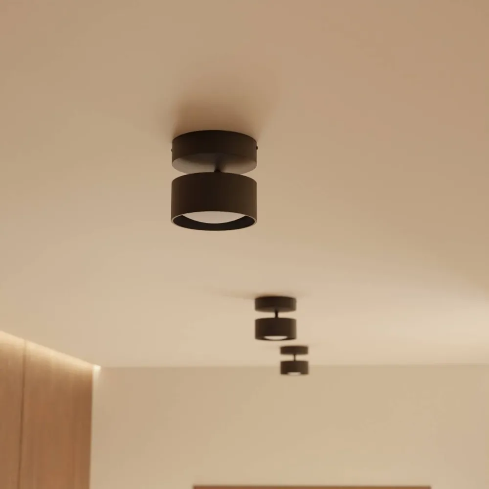 LumoCyl – Minimalist Cylindrisk Up & Down LED-Taklampa Svart