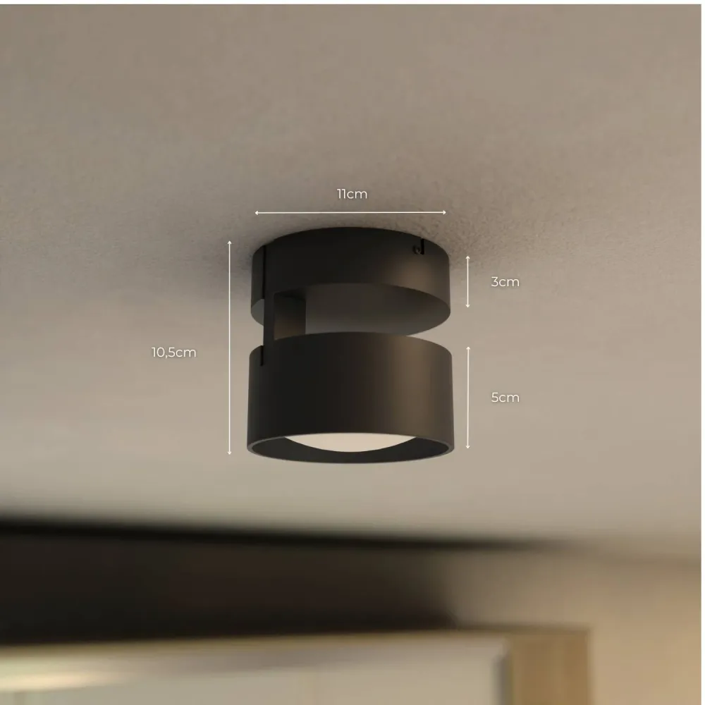 LumoCyl – Minimalist Cylindrisk Up & Down LED-Taklampa Svart