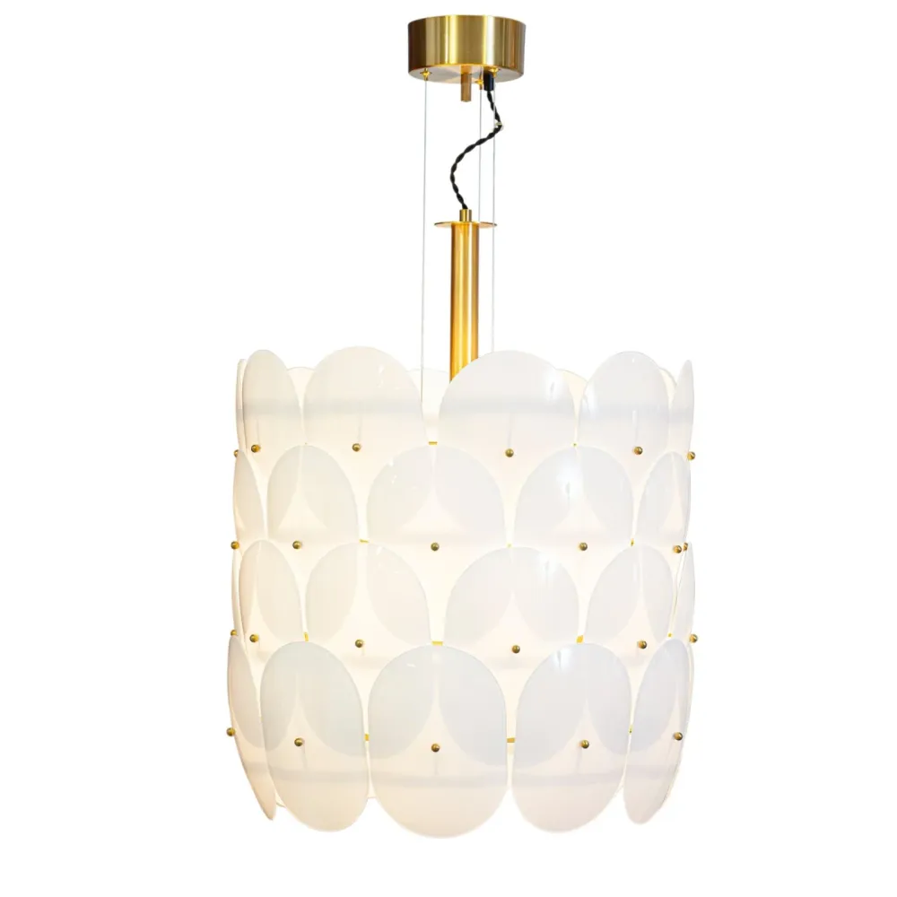 Omlott taklampa Ø50 cm mässing/vit