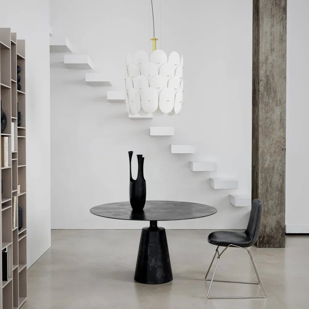 Omlott taklampa Ø50 cm mässing/vit