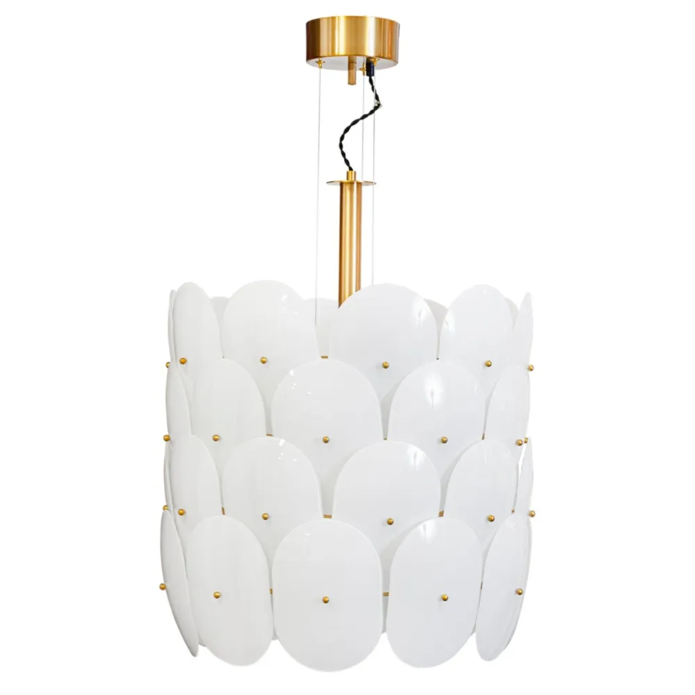 Omlott taklampa Ø50 cm mässing/vit
