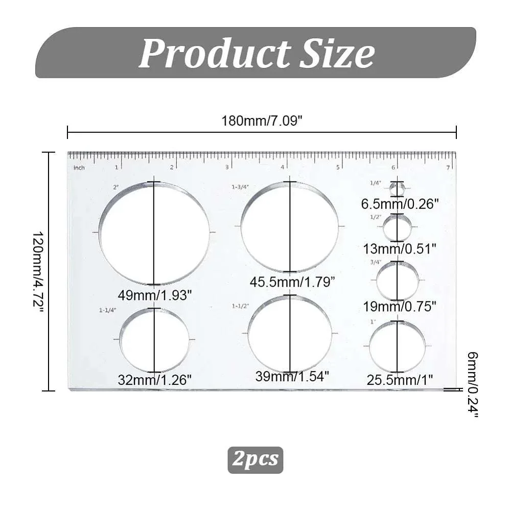 Linjal Akryl - 18 cm med Cirklar - 1 Styck