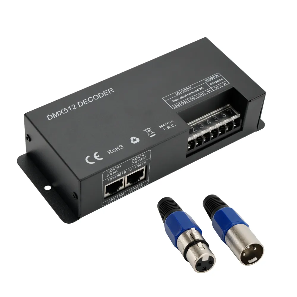 4 Channel DMX 512 DECODER RGBW PWM Dimmer Driver LED Strip Light Controller