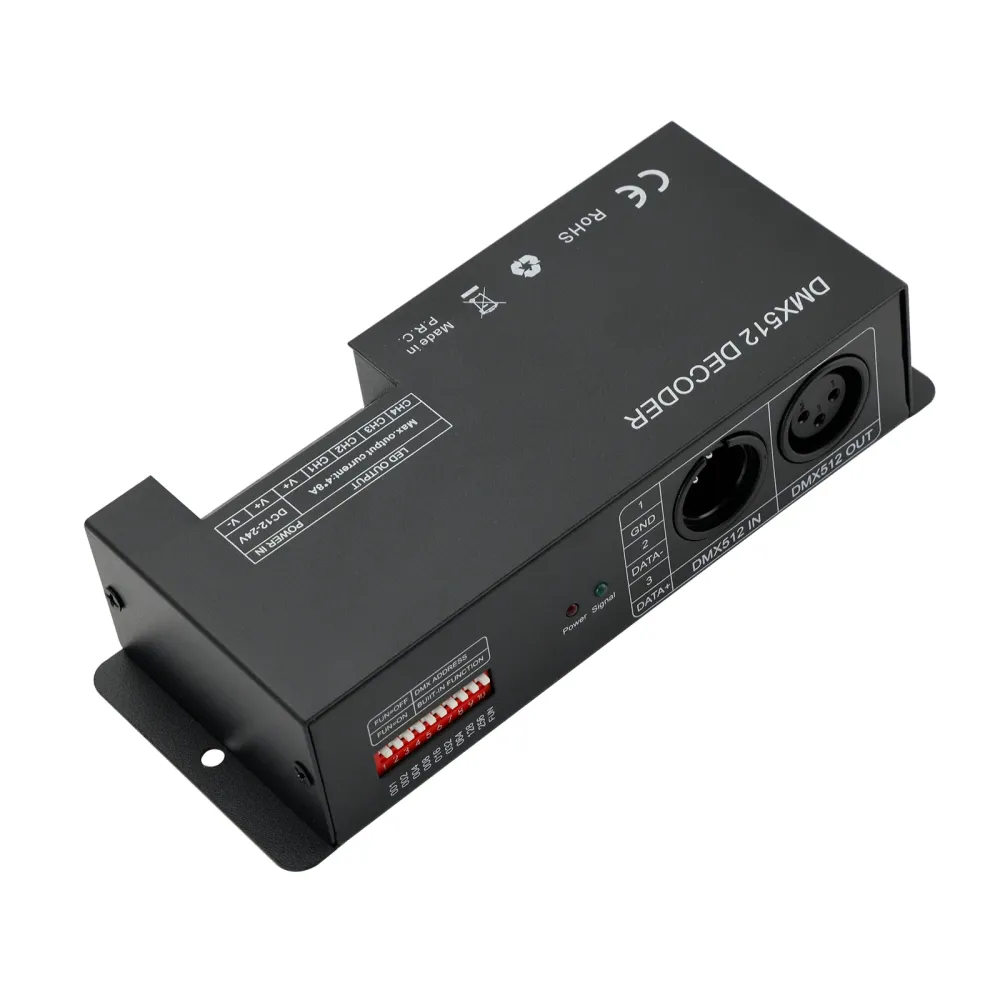 4 Channel DMX 512 DECODER RGBW PWM Dimmer Driver LED Strip Light Controller