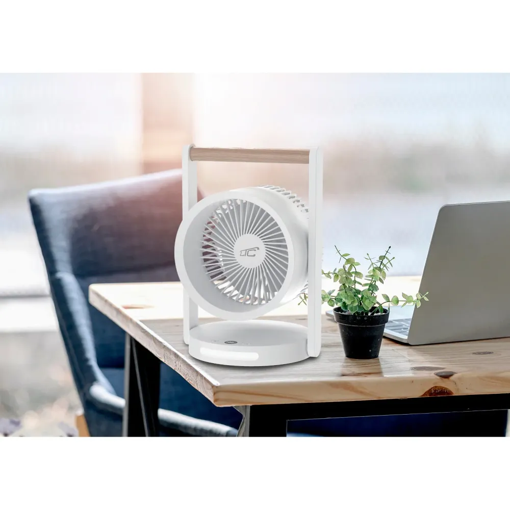LTC sladdfri bordsfläkt, nattlampa och LED-display, 5 hastighetsnivåer, 3600 mAh batteri, LXWB17