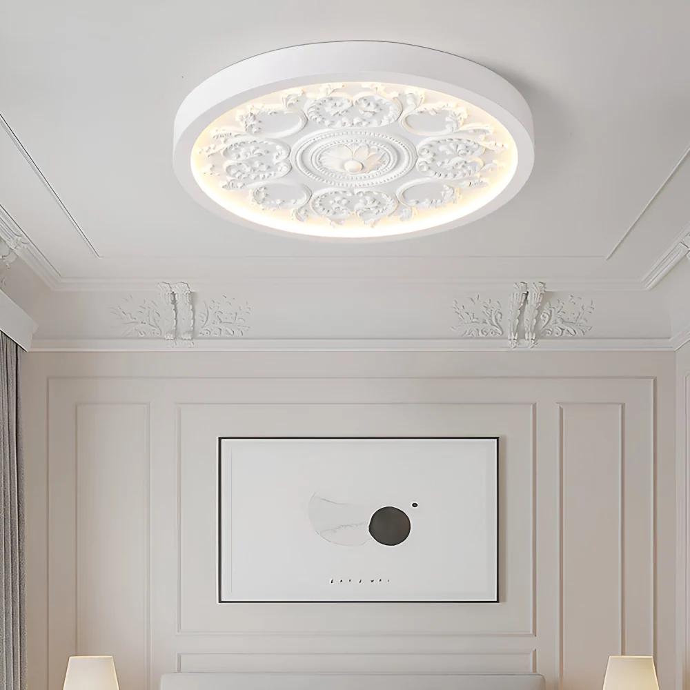 FloraGlow – Snidad LED-Taklampa i Resin med Minimalistisk Design 33cm