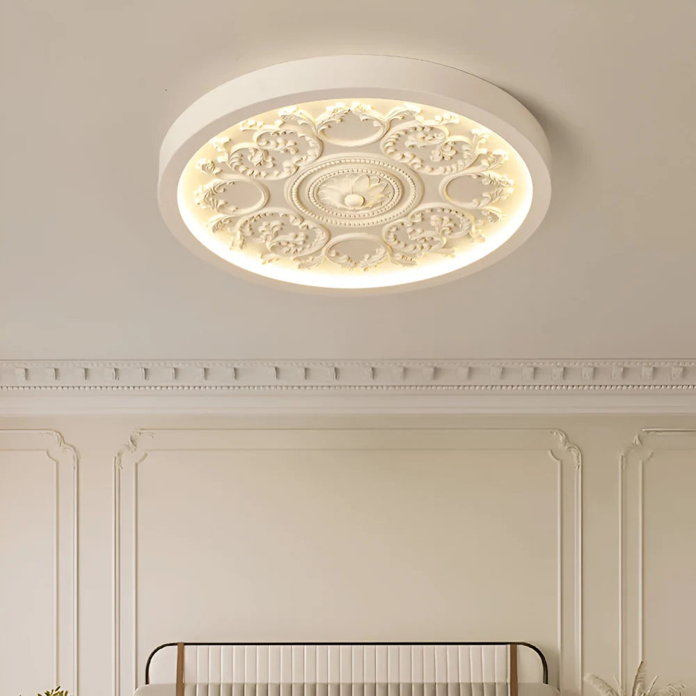 FloraGlow – Snidad LED-Taklampa i Resin med Minimalistisk Design 33cm