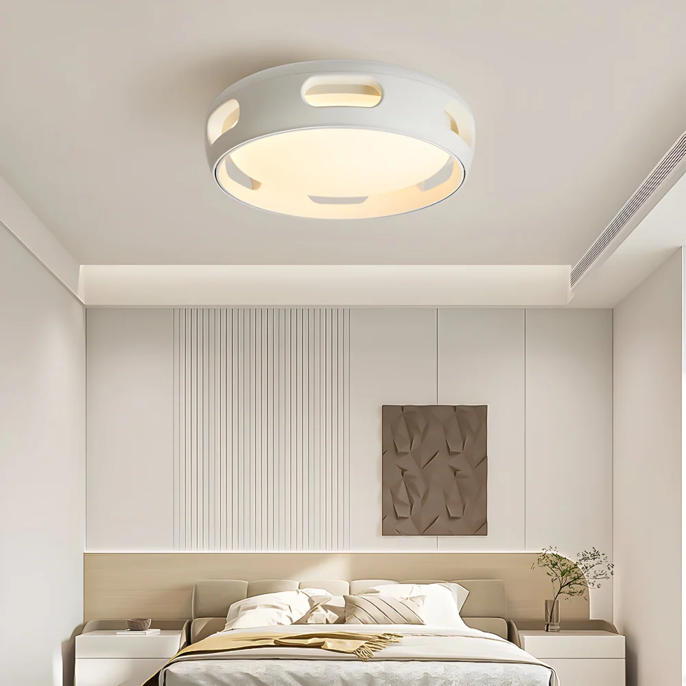 Konstnärlig Rund Bladeless Akryl LED Takfläkt Belysningsanordning - Nordic Style Taklampa, Semi-Flush Mount Design Vit