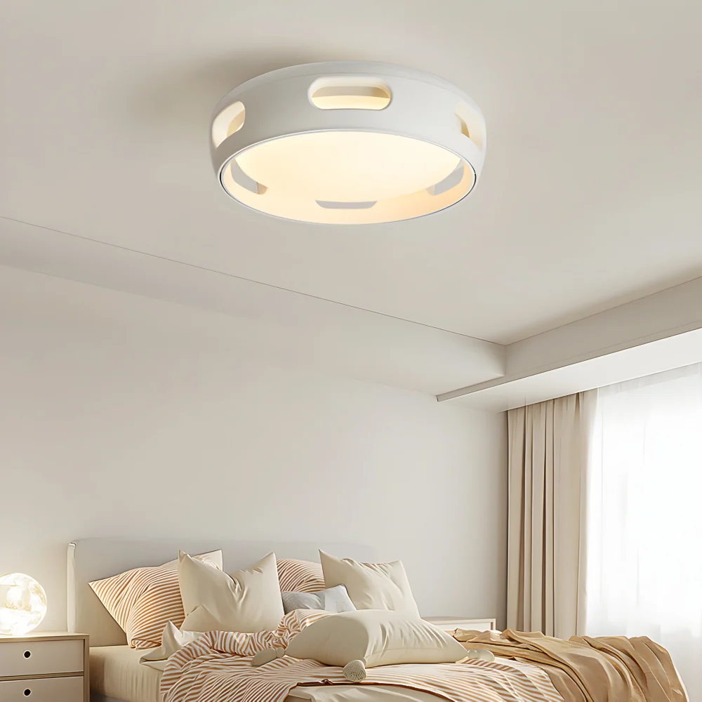 Konstnärlig Rund Bladeless Akryl LED Takfläkt Belysningsanordning - Nordic Style Taklampa, Semi-Flush Mount Design Vit
