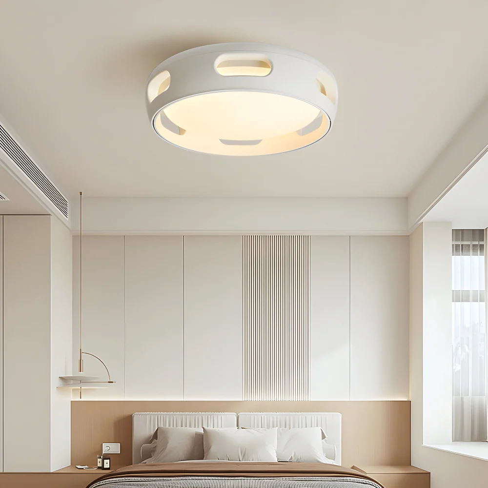 Konstnärlig Rund Bladeless Akryl LED Takfläkt Belysningsanordning - Nordic Style Taklampa, Semi-Flush Mount Design Vit