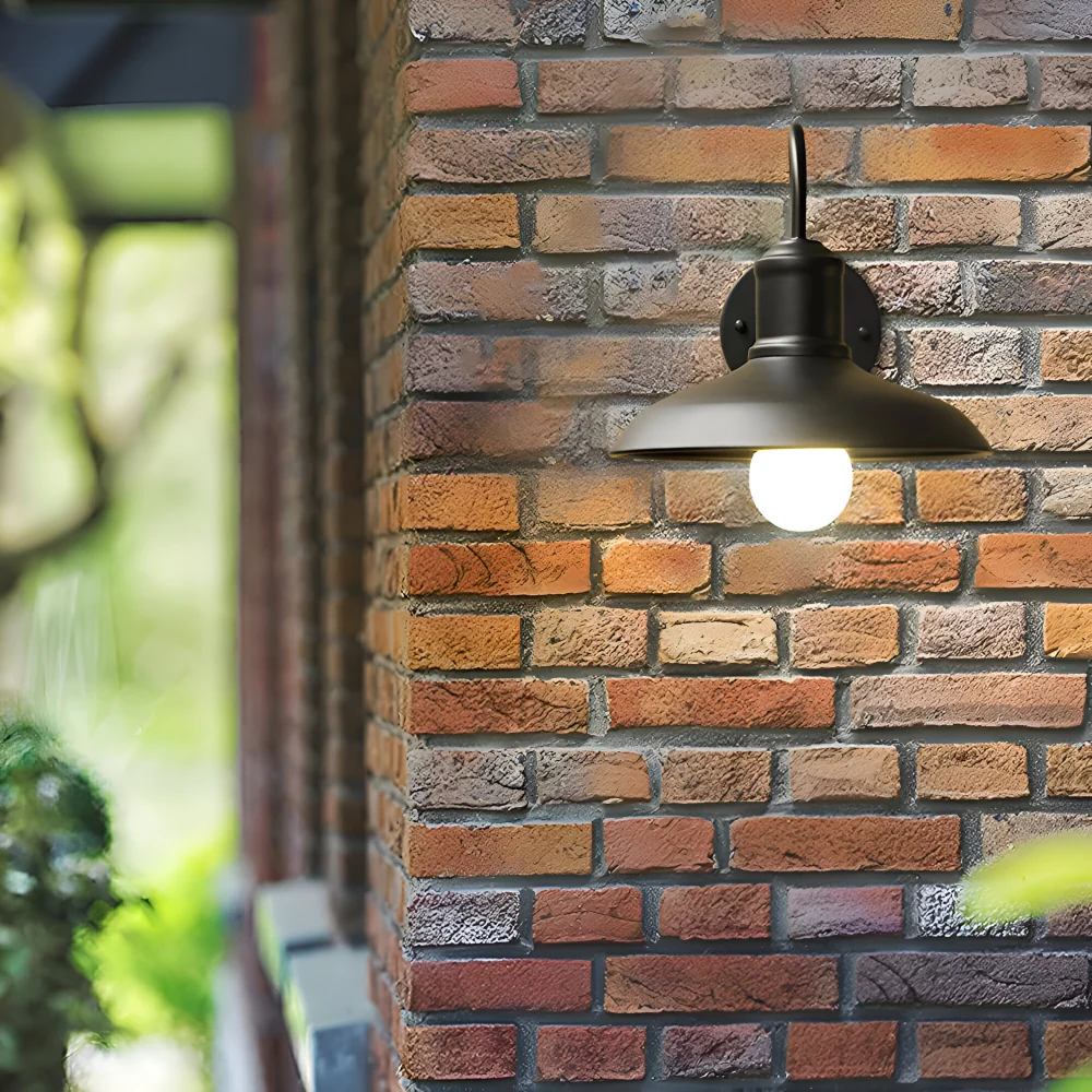 Rustik Järn Vägglampa - Utomhusvägglampa Skål-design för Industriell Belysning Svart