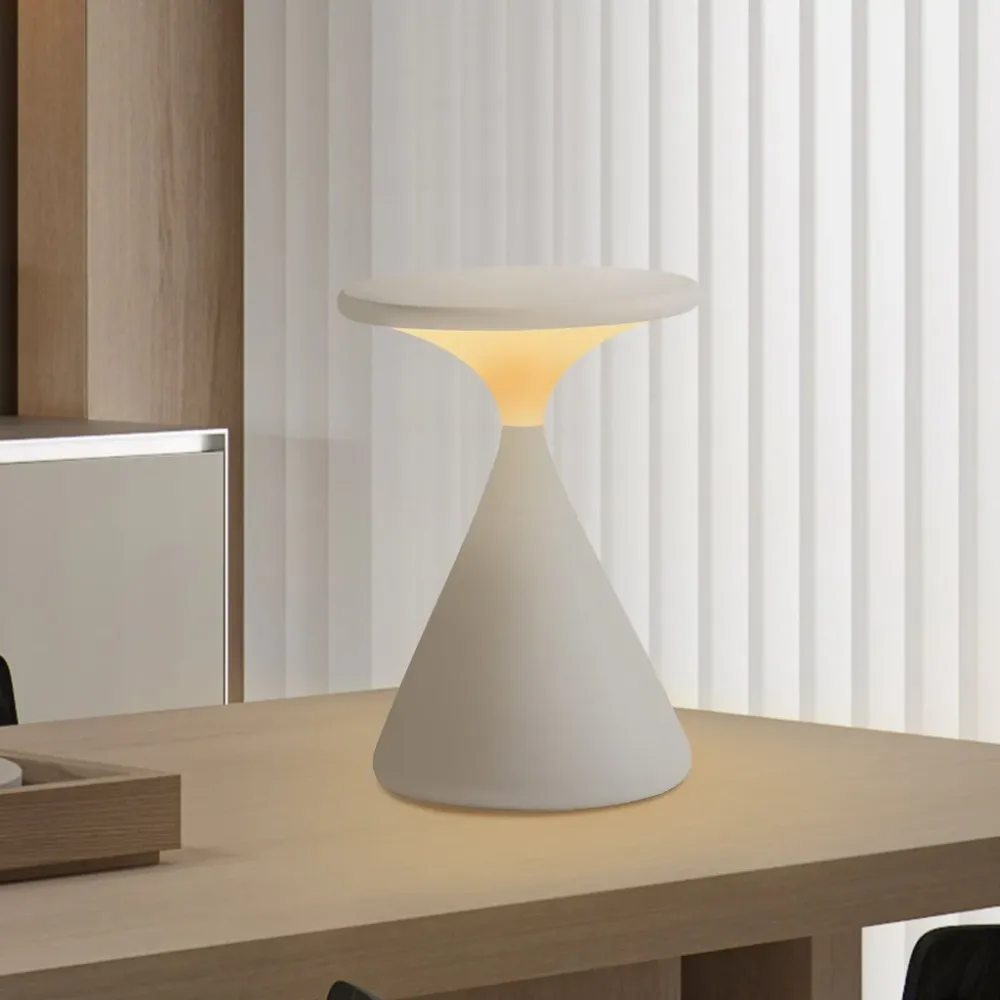 SandGleam – Untethered timglasbordslampa med dimbar LED-belysning Vit