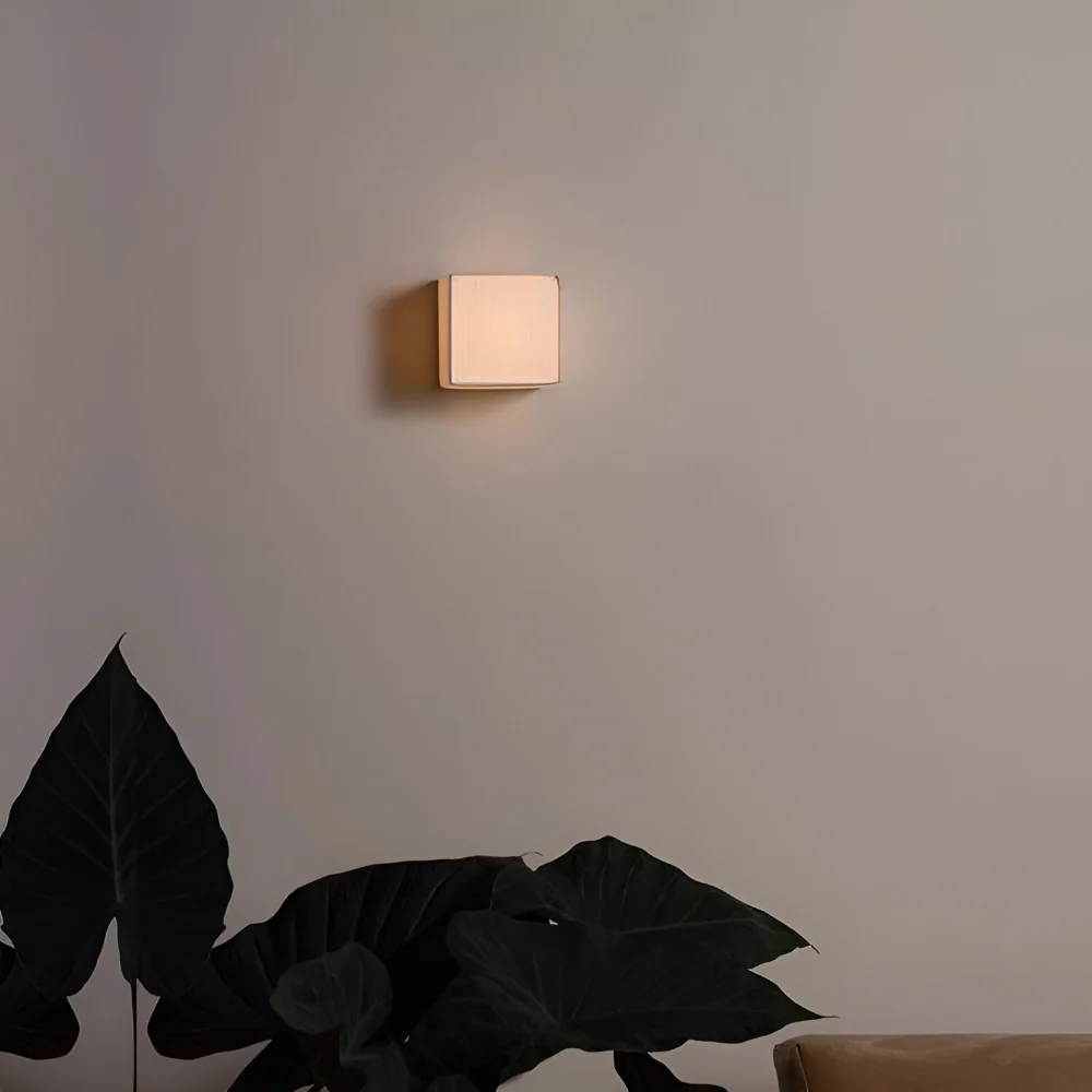 ZenWeave – Vägglampa i Tyg med Japansk Kvadratisk Design och Integrerad LED Vit