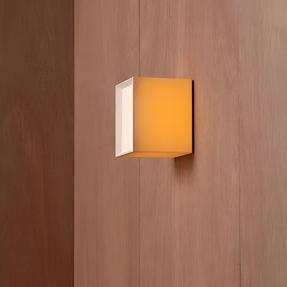 ZenWeave – Vägglampa i Tyg med Japansk Kvadratisk Design och Integrerad LED Vit
