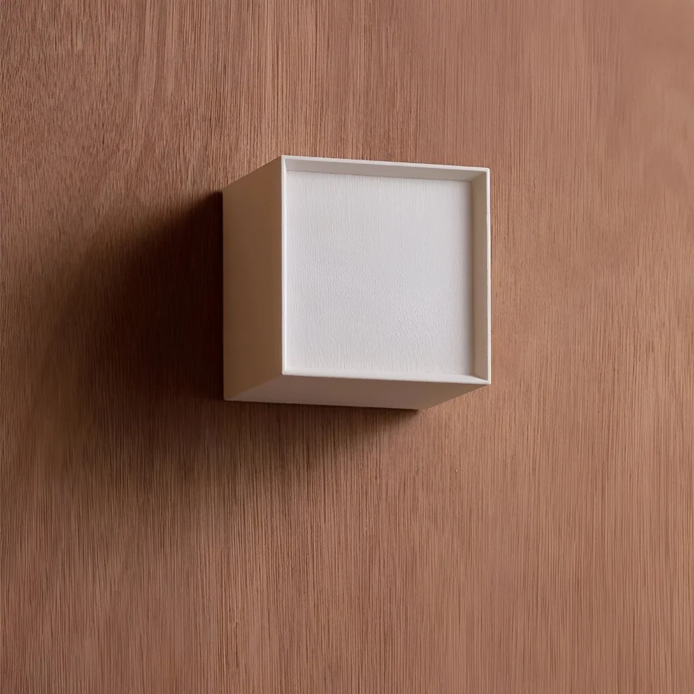 ZenWeave – Vägglampa i Tyg med Japansk Kvadratisk Design och Integrerad LED Vit