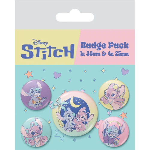 STITCH & ANGEL - Space Rocks - Pack med 5 Badges Fragile Items