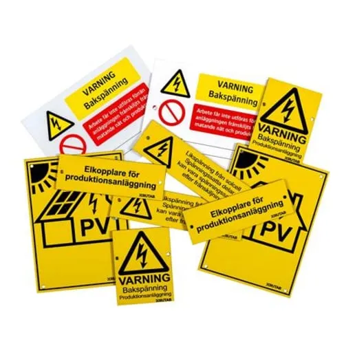 Varselmärkning - skylt paket till solceller Compatible Thermal Printers