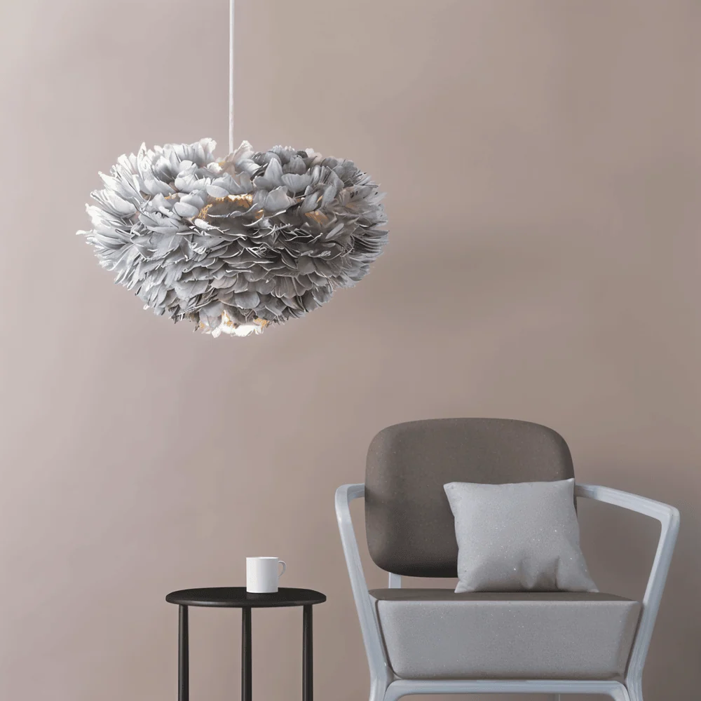 Dreamy Feather Hänglampa - Skillfully made, Justerbar Taklampa Gra
