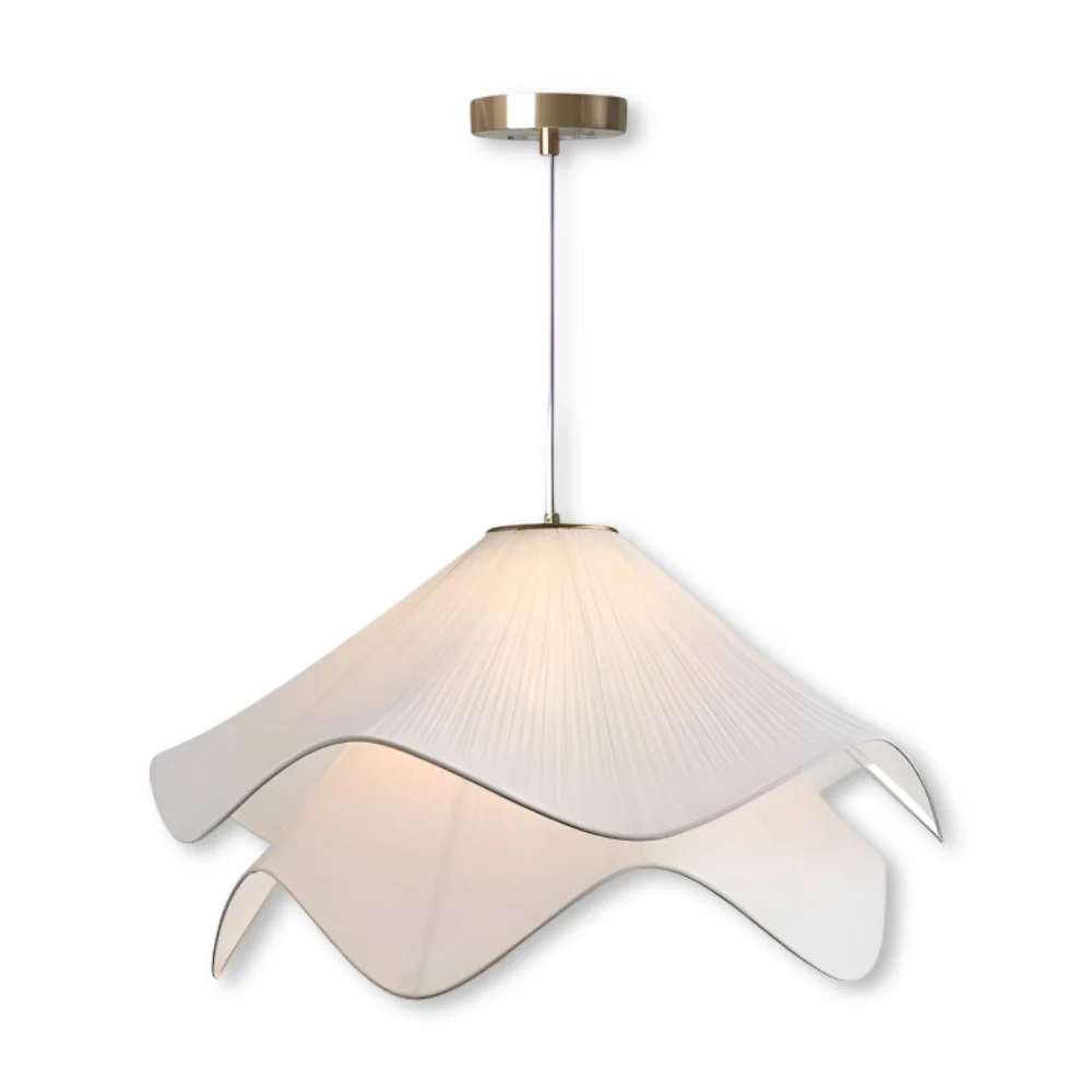 Japandi-inspirerad tygpendellampa - Minimalistisk blommig design taklampa för en lugn atmosfär