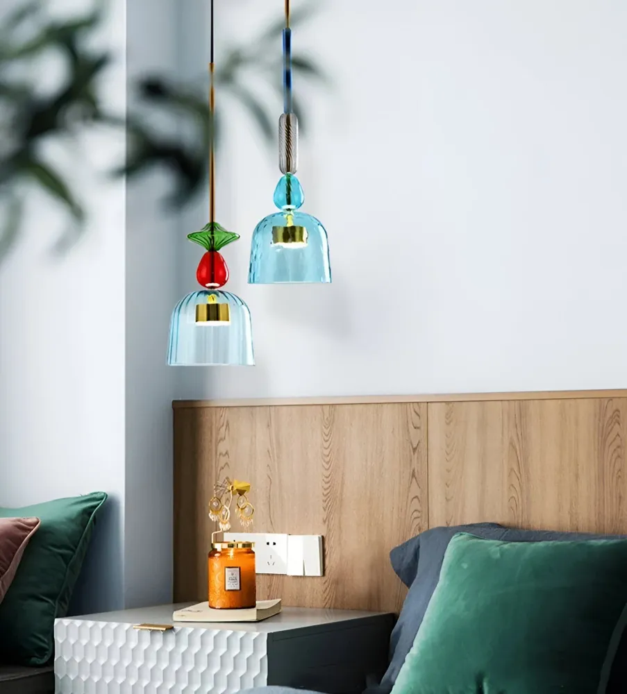 LumiFuse – Flerfärgad Glaspendellampa i Nordic Macaron-Design