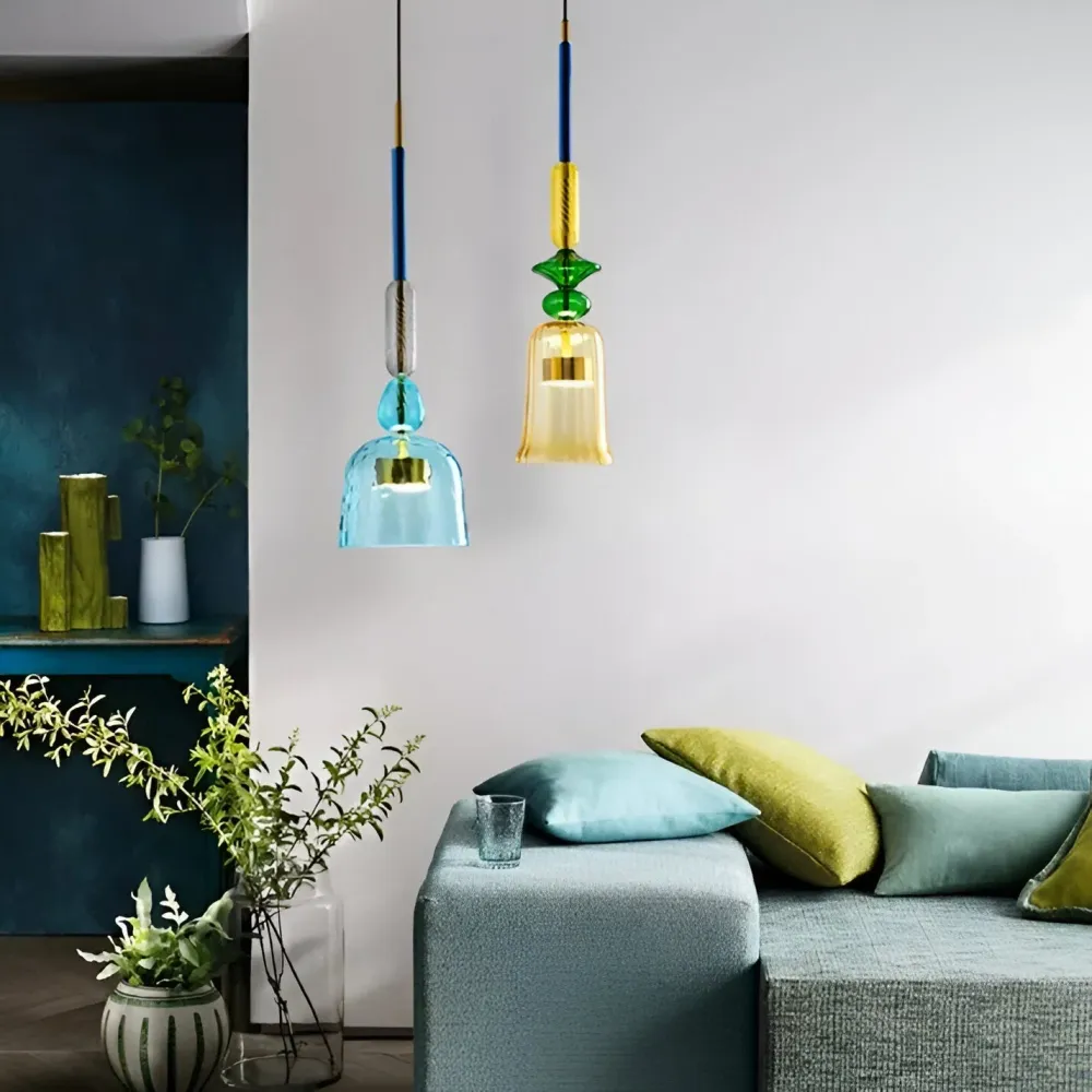 LumiFuse – Flerfärgad Glaspendellampa i Nordic Macaron-Design