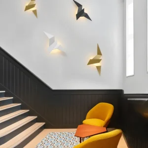 OriTori vägglampa - Geometrisk vägglampa med origamifågel - vägglampa i japansk stil Svart