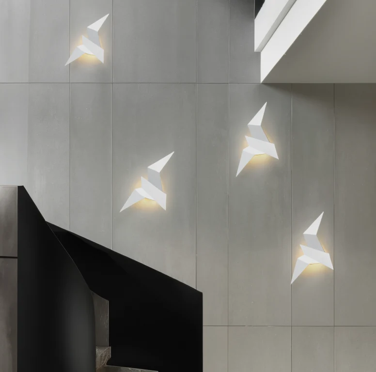 OriTori vägglampa - Geometrisk vägglampa med origamifågel - vägglampa i japansk stil Svart