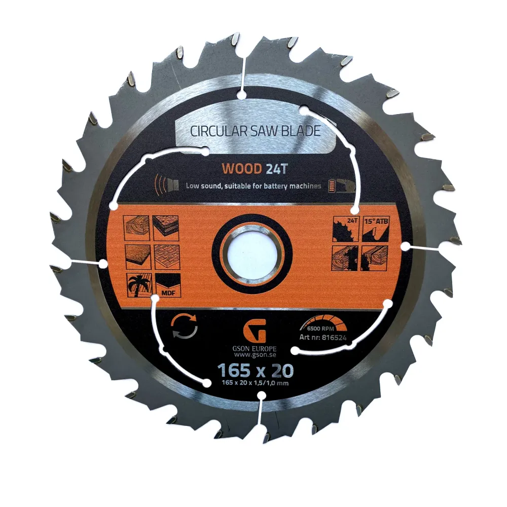 Circular Saw Blade Wood 24 T 165 x 20 x 2,4 / 1,6 mm