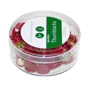 Häftstift, 8mm, Ø 10mm, metall/plast, Röd, 100/fp