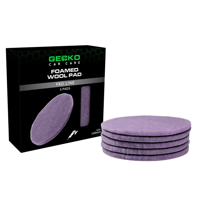 Gecko, Foamed Wool Pads, 140mm, 5-pak, Effektiv polering til hårde overflader
