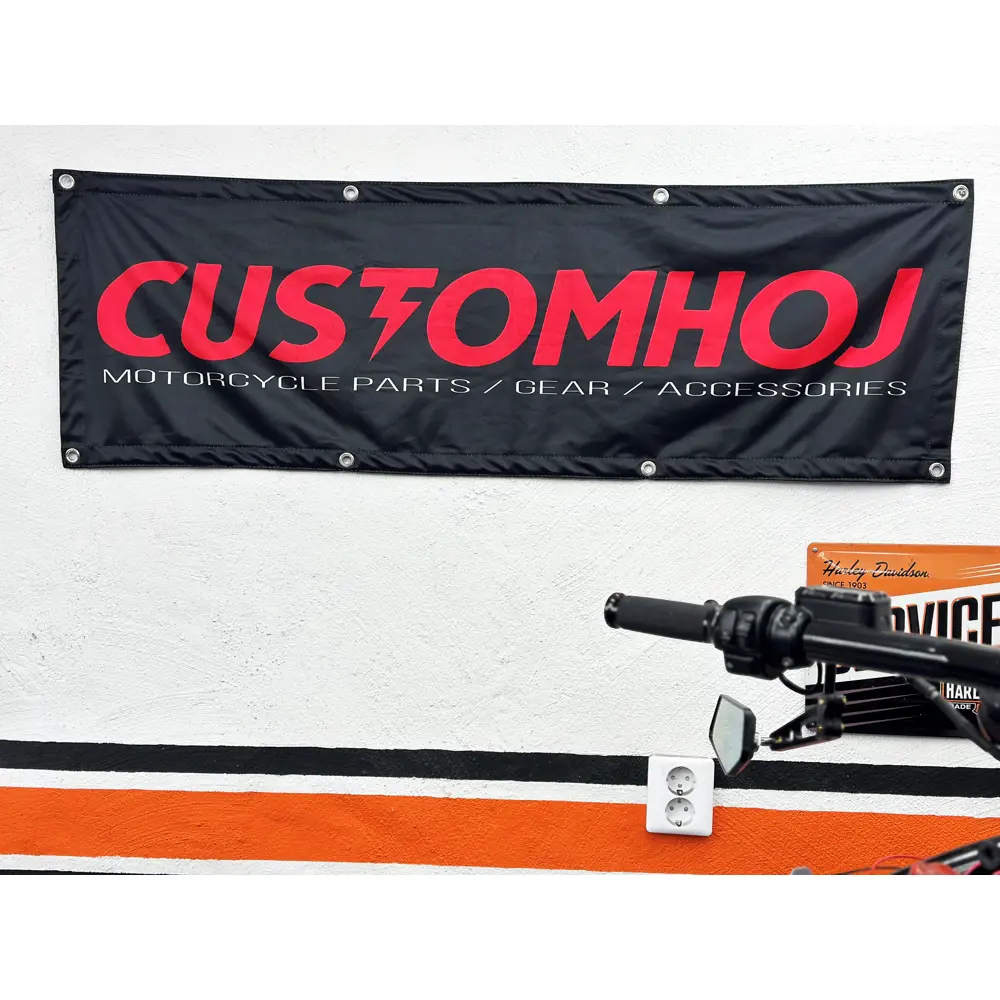 Customhoj Thunder Workshop MC Banner Röd / Svart