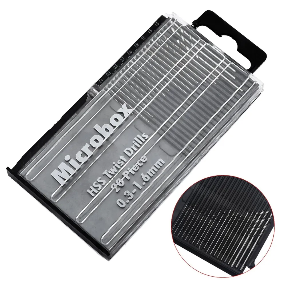 20 stk 0,3 mm - 1,6 mm HSS Kompakt Micro Twist Precision Boresæt Håndværks værktøj + etui