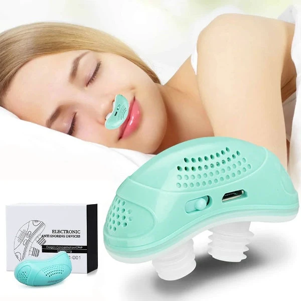 Kompakt CPAP-apparat mot sömnapné – Bärbar apparat mot snarkning utan mask, ljusgrön och tyst
