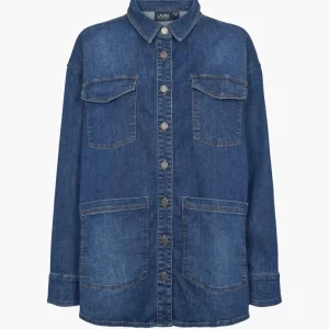 Mille Oversize Shirt Jacket - Long Sleeve - Washed Blue Denim 34