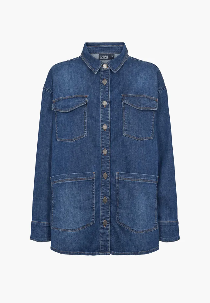 Mille Oversize Shirt Jacket - Long Sleeve - Washed Blue Denim 34