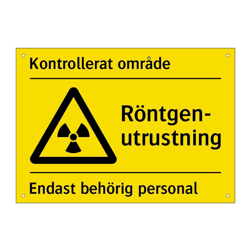 Röntgenutrustning kontrollerat område 210x148mm