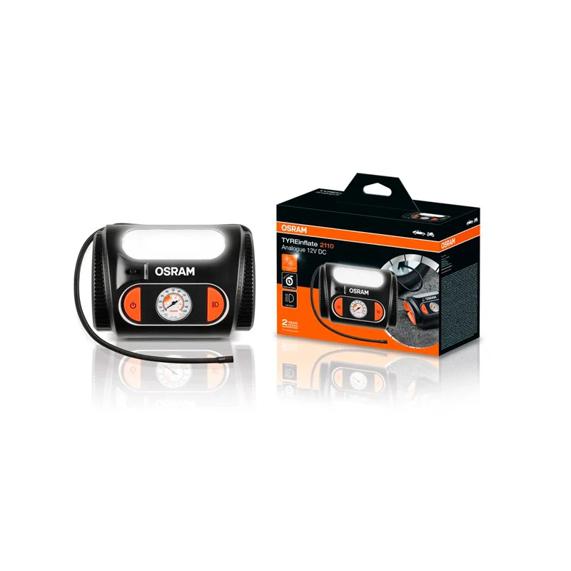 Osram TYREinflate 2110 - Dækpumpe med analogt manometer, 12V, 3m kabel