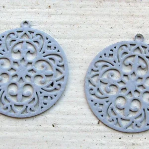 Berlock Ljusgrå - Mandala 20mm, 2 pack