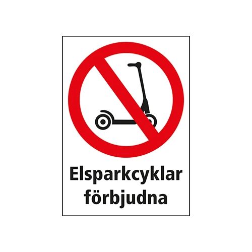 Elsparkcyklar förbjudna skylt 148x210mm