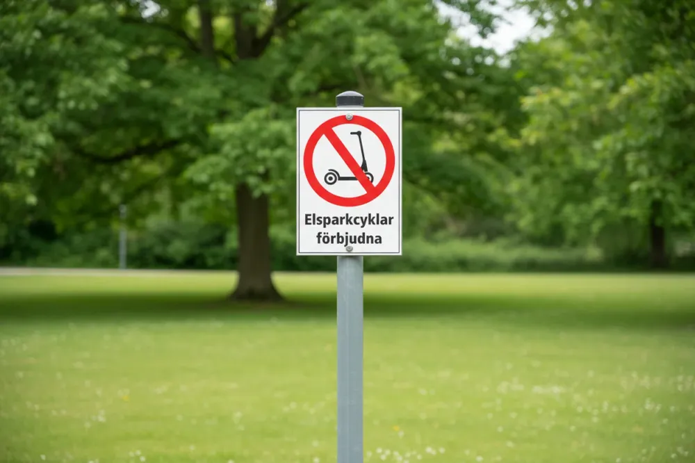 Elsparkcyklar förbjudna skylt 148x210mm