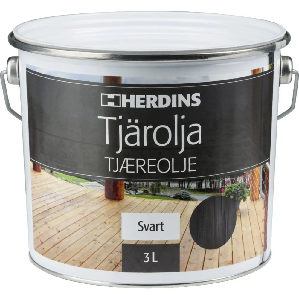 Herdins Tjärolja 3L – Skydd för trä utomhus Svart