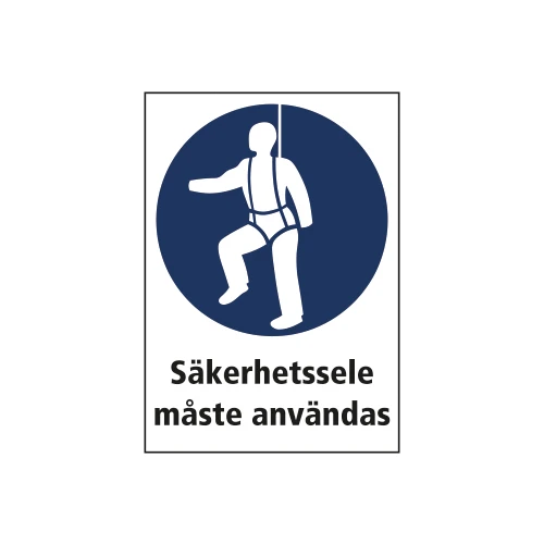 Justerbar hårdhatt Säkerhetssele måste användas skylt 148x210mm