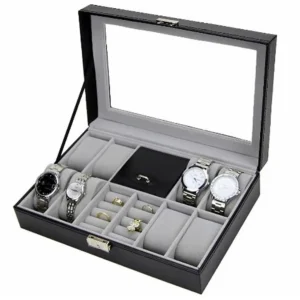 Klockbox o juvelbox 8 klockors ljusgrå insida