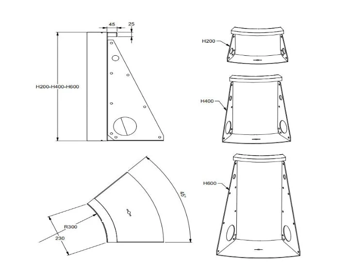Stödmur i cortenstål – invändig 45° – radie 30/40 cm