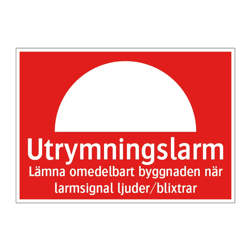 Utrymningslarm lämna right away byggnaden när larmsignal ljuder blixtrar 297x210mm