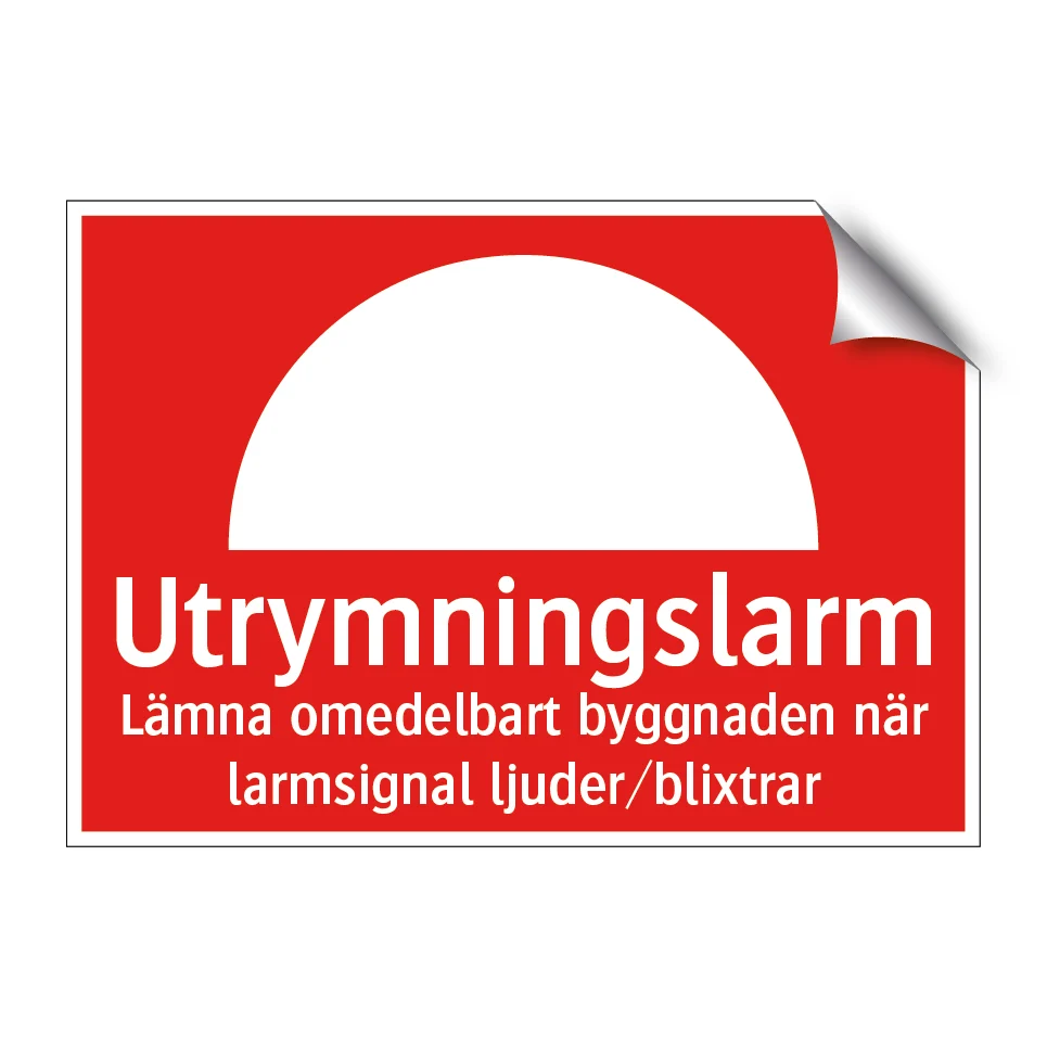Utrymningslarm lämna right away byggnaden när larmsignal ljuder blixtrar 297x210mm